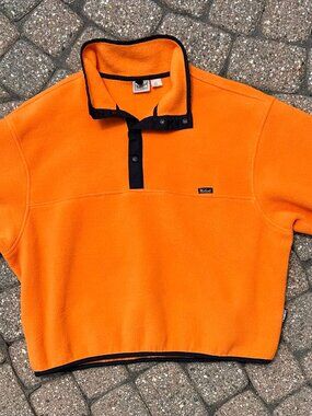 Vtg 90s/Y2K Woolrich Polartec Snap Fleece Pullover Men 2XL Made In USA Orange